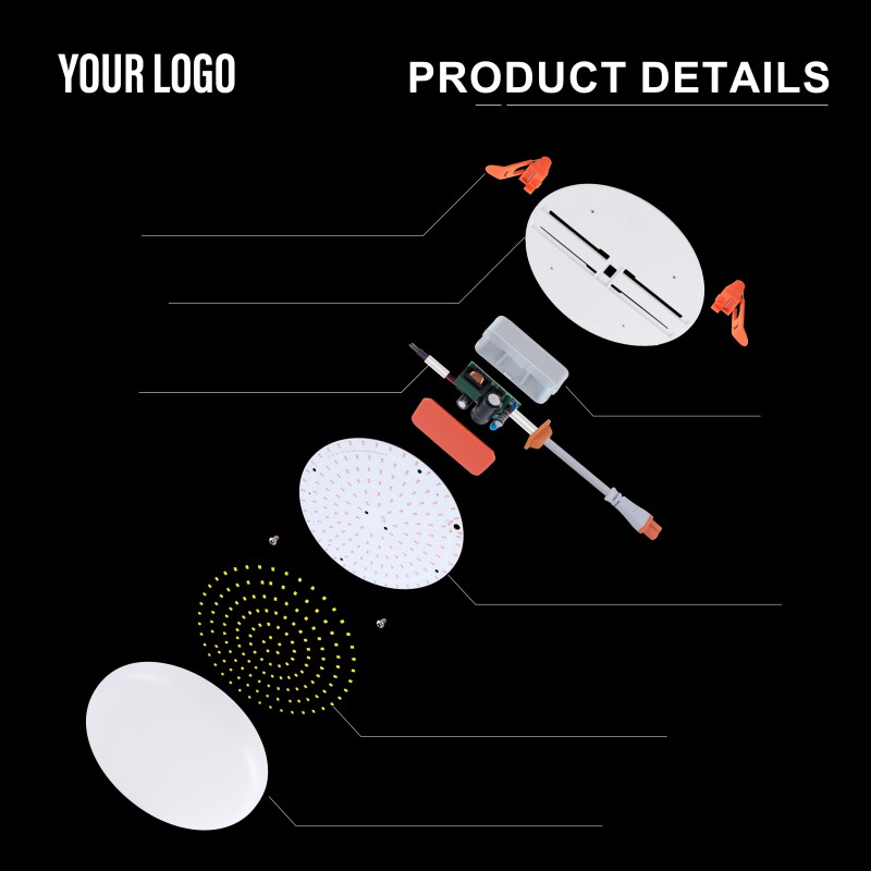 36W süllyesztett LED keret nélküli panellámpa, alumínium + PC, vas + PP